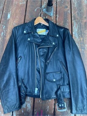 Schott NYC Black Leather Biker Jacket